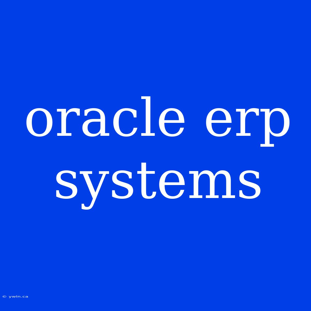 Oracle Erp Systems