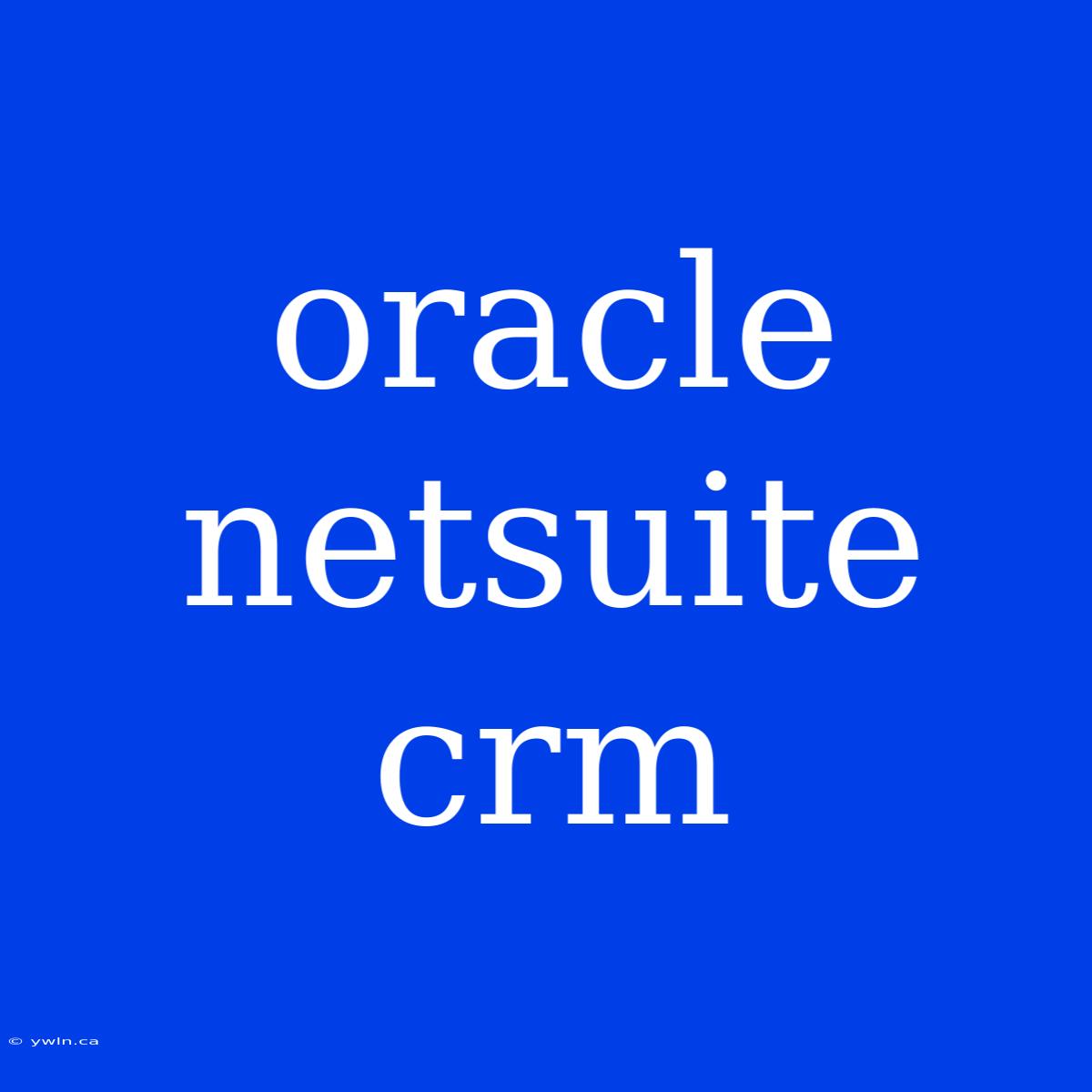 Oracle Netsuite Crm