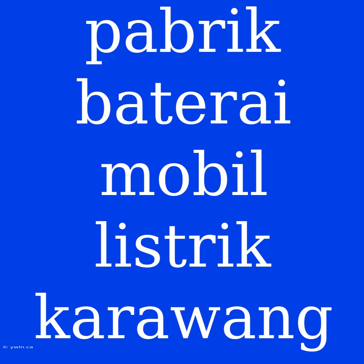 Pabrik Baterai Mobil Listrik Karawang