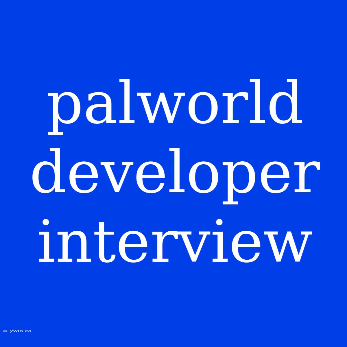 Palworld Developer Interview