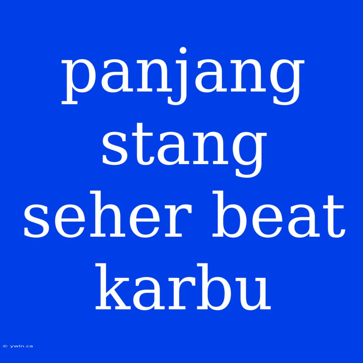 Panjang Stang Seher Beat Karbu