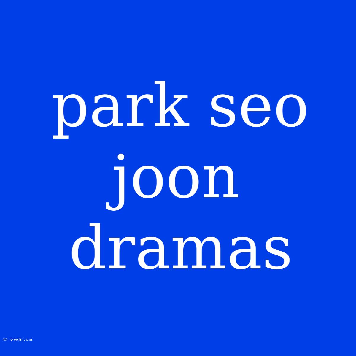 Park Seo Joon Dramas