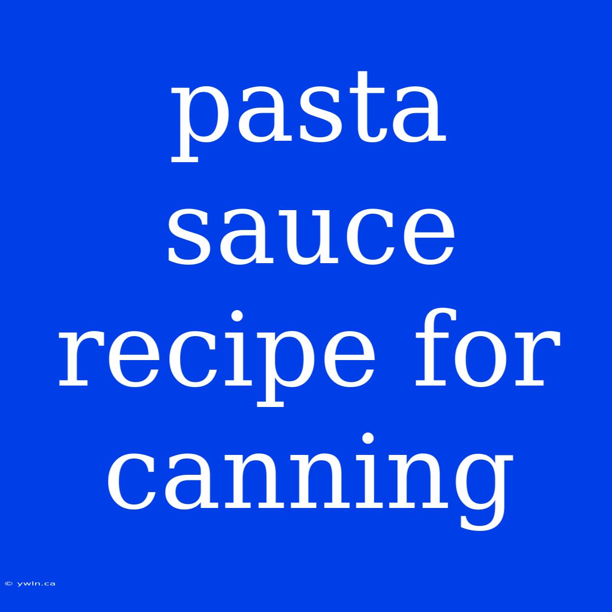 Pasta Sauce Recipe For Canning