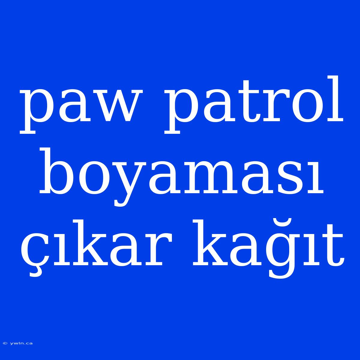 Paw Patrol Boyaması Çıkar Kağıt