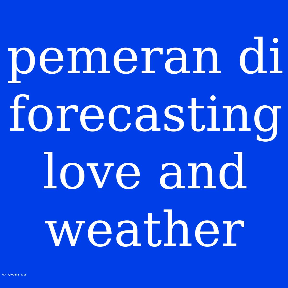 Pemeran Di Forecasting Love And Weather