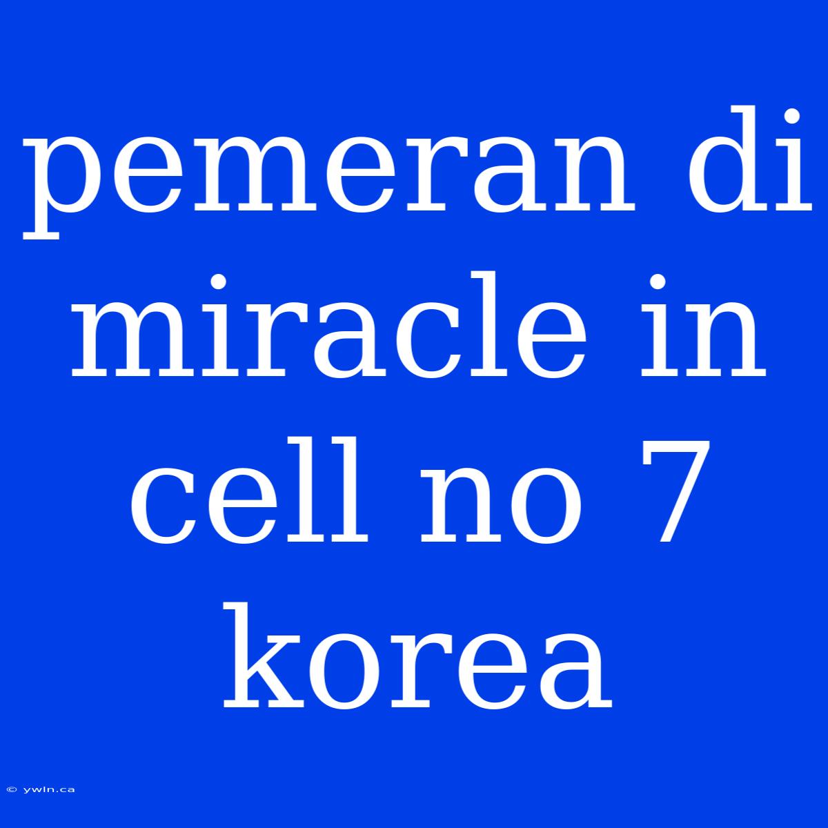 Pemeran Di Miracle In Cell No 7 Korea