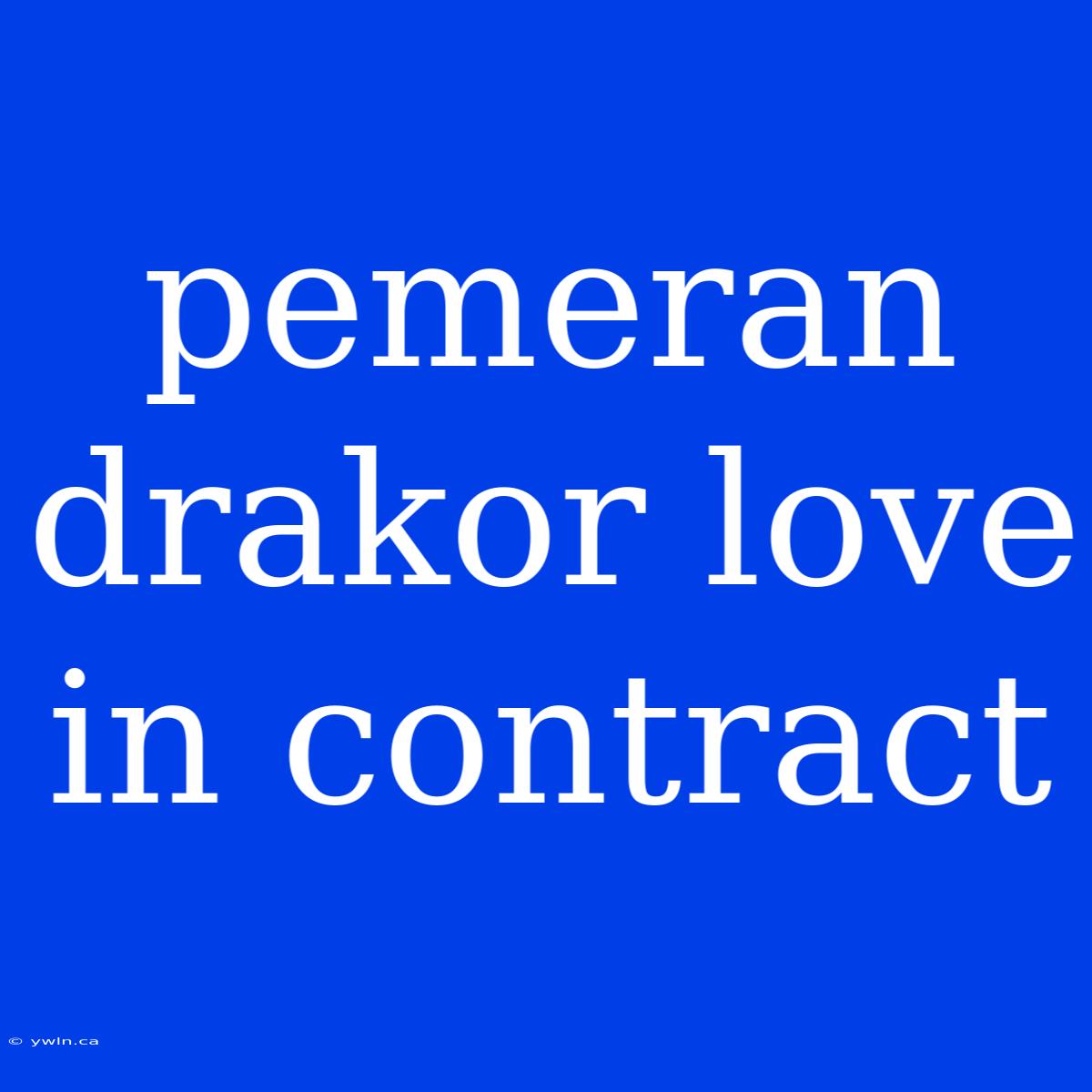 Pemeran Drakor Love In Contract