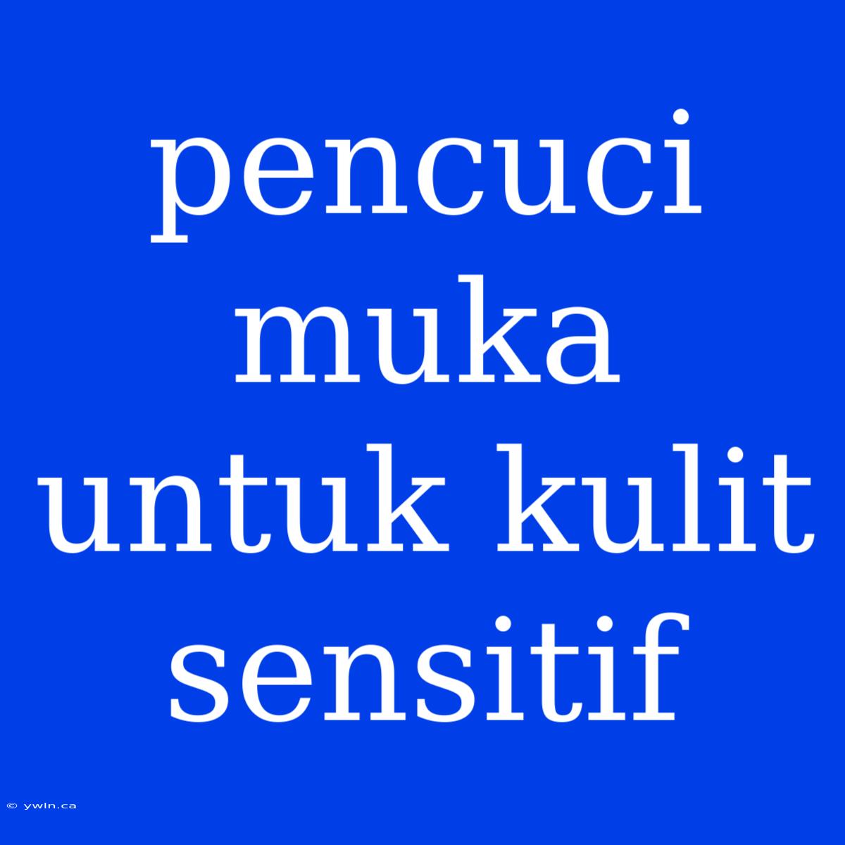 Pencuci Muka Untuk Kulit Sensitif