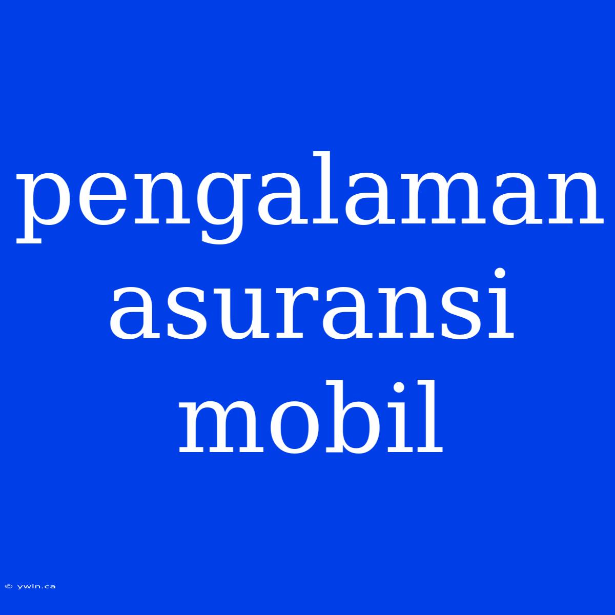 Pengalaman Asuransi Mobil