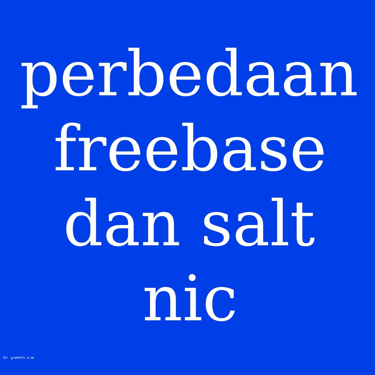 Perbedaan Freebase Dan Salt Nic