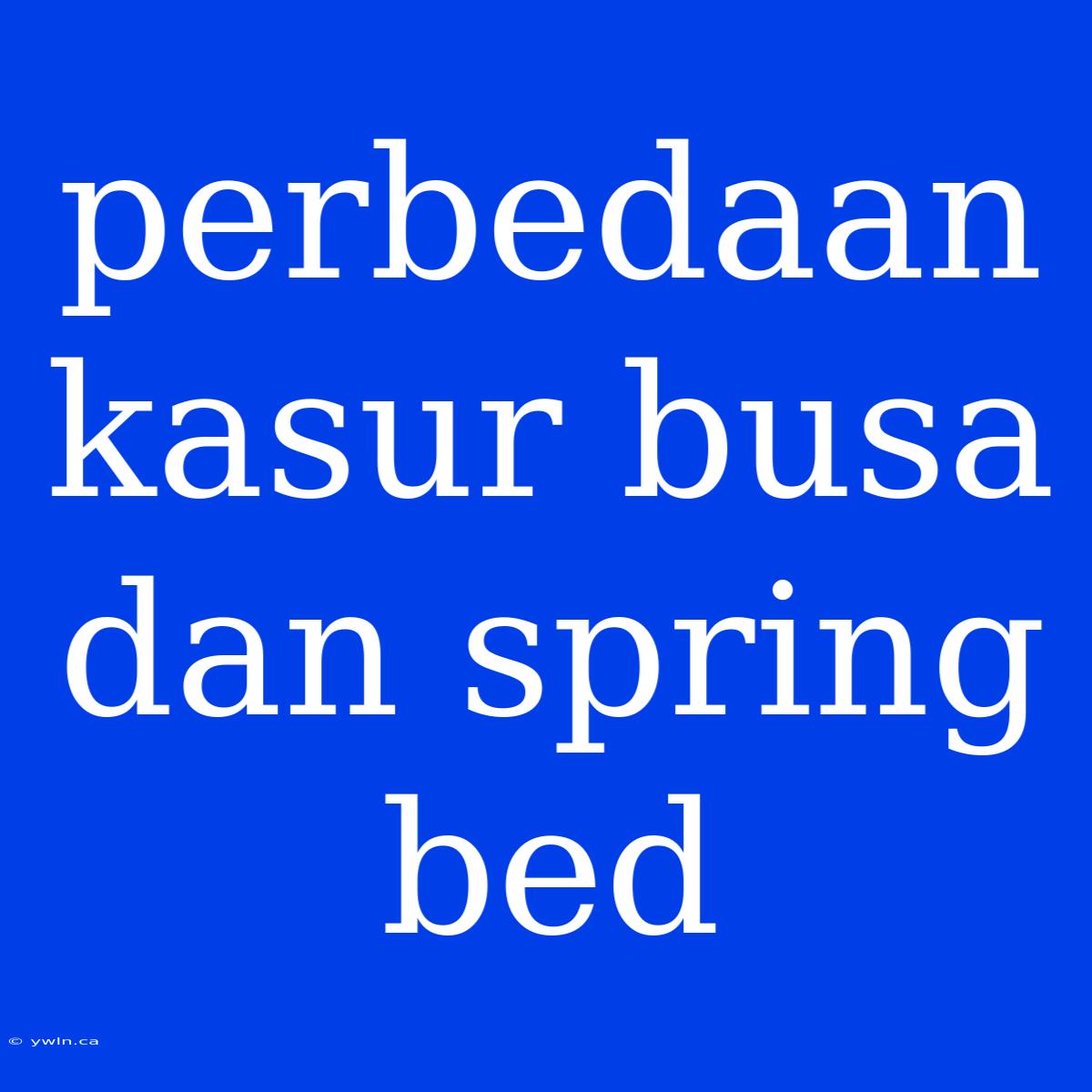 Perbedaan Kasur Busa Dan Spring Bed