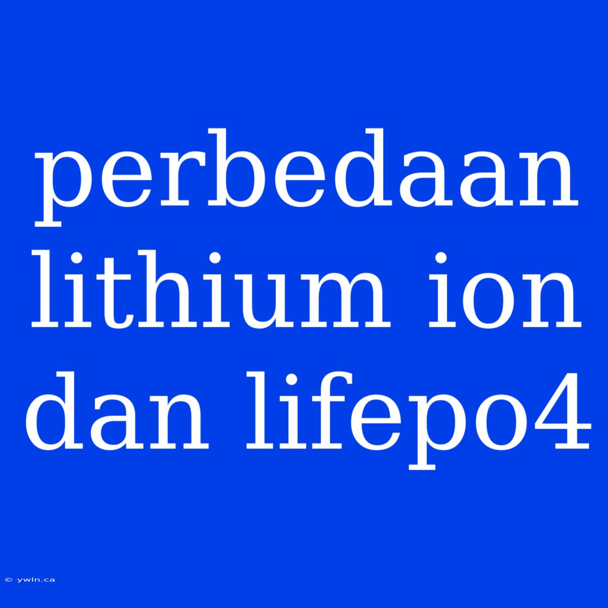 Perbedaan Lithium Ion Dan Lifepo4