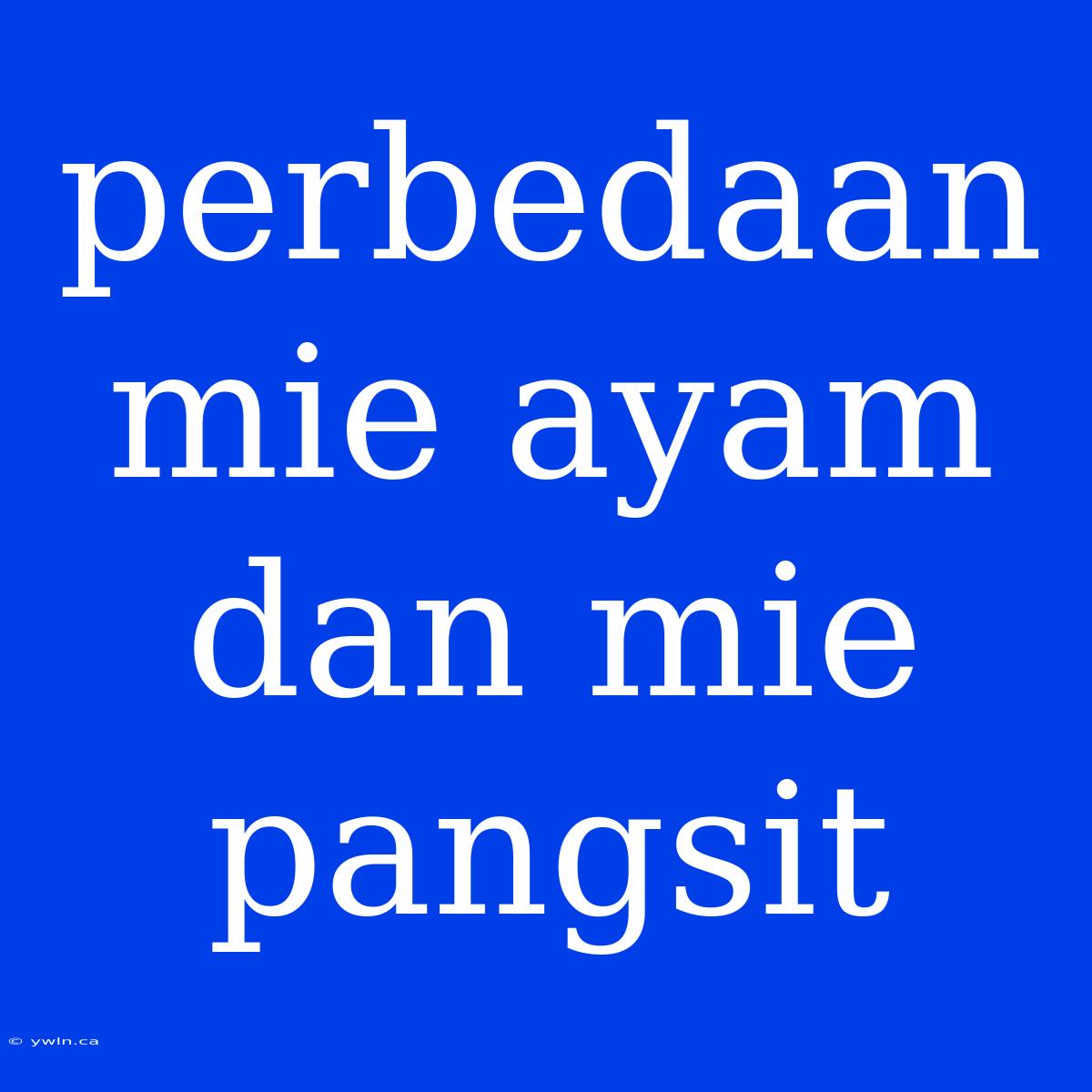 Perbedaan Mie Ayam Dan Mie Pangsit