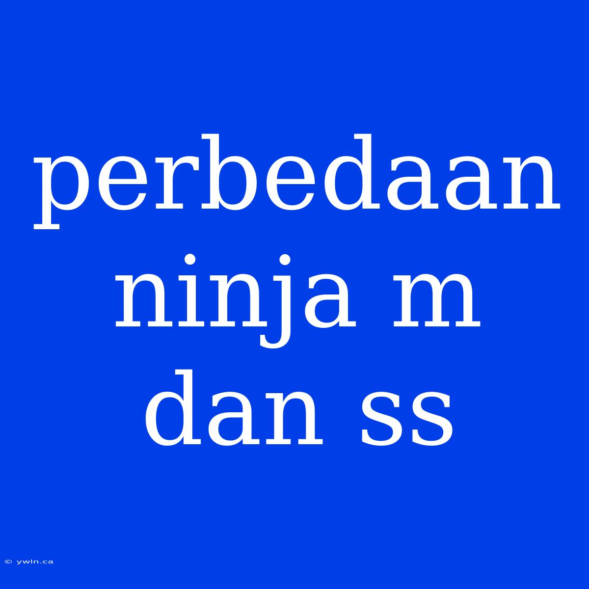 Perbedaan Ninja M Dan Ss