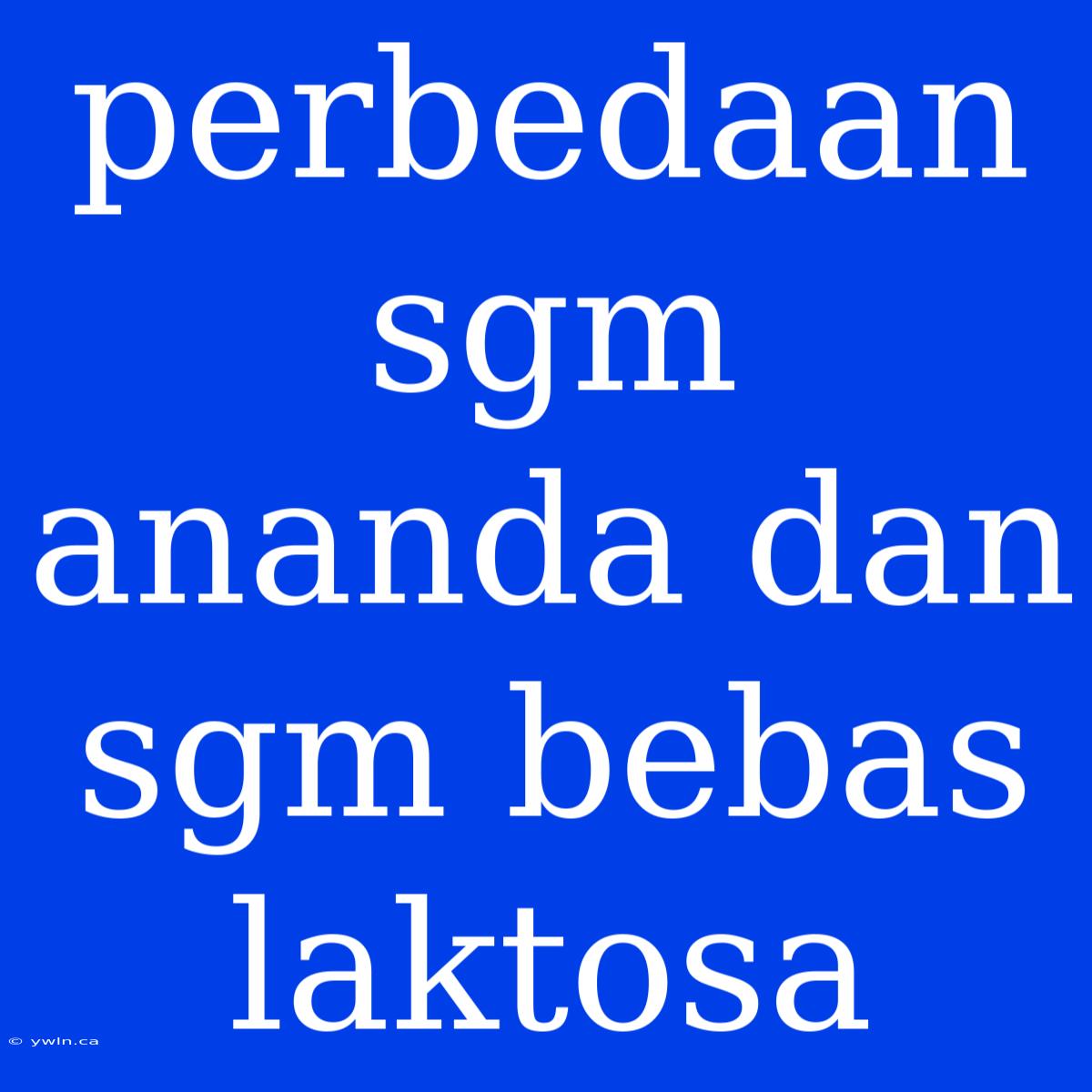 Perbedaan Sgm Ananda Dan Sgm Bebas Laktosa