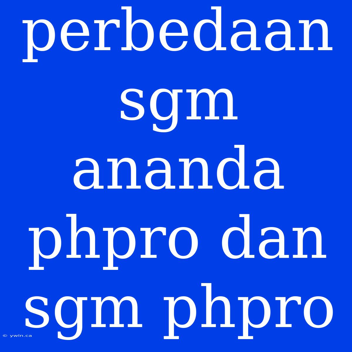 Perbedaan Sgm Ananda Phpro Dan Sgm Phpro