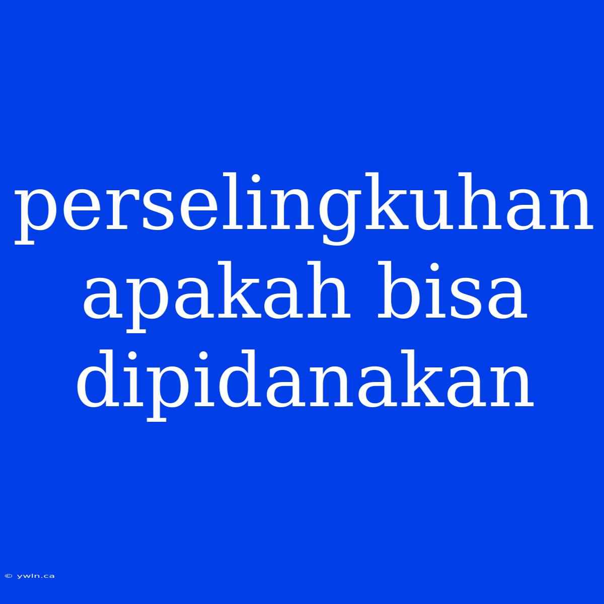 Perselingkuhan Apakah Bisa Dipidanakan