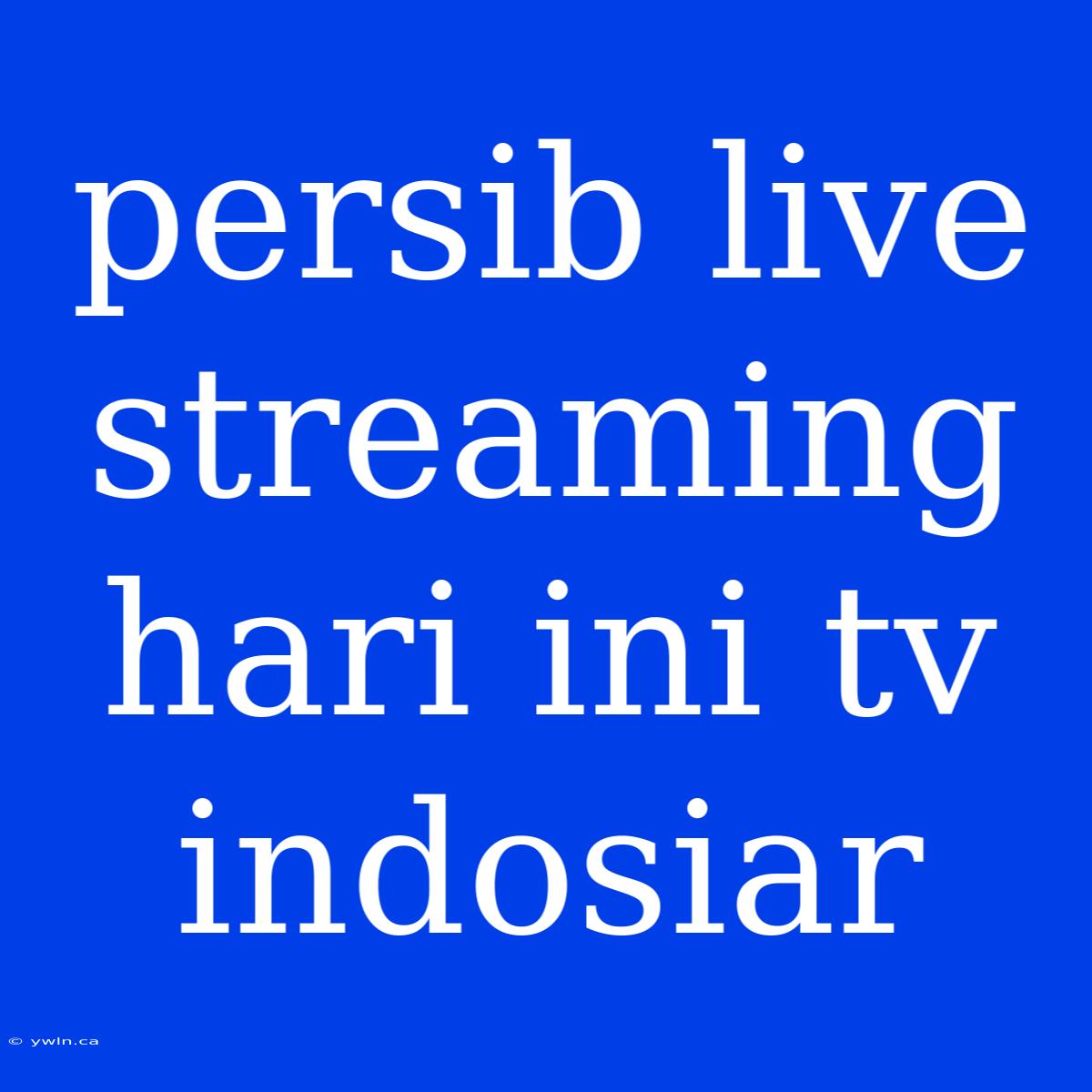 Persib Live Streaming Hari Ini Tv Indosiar