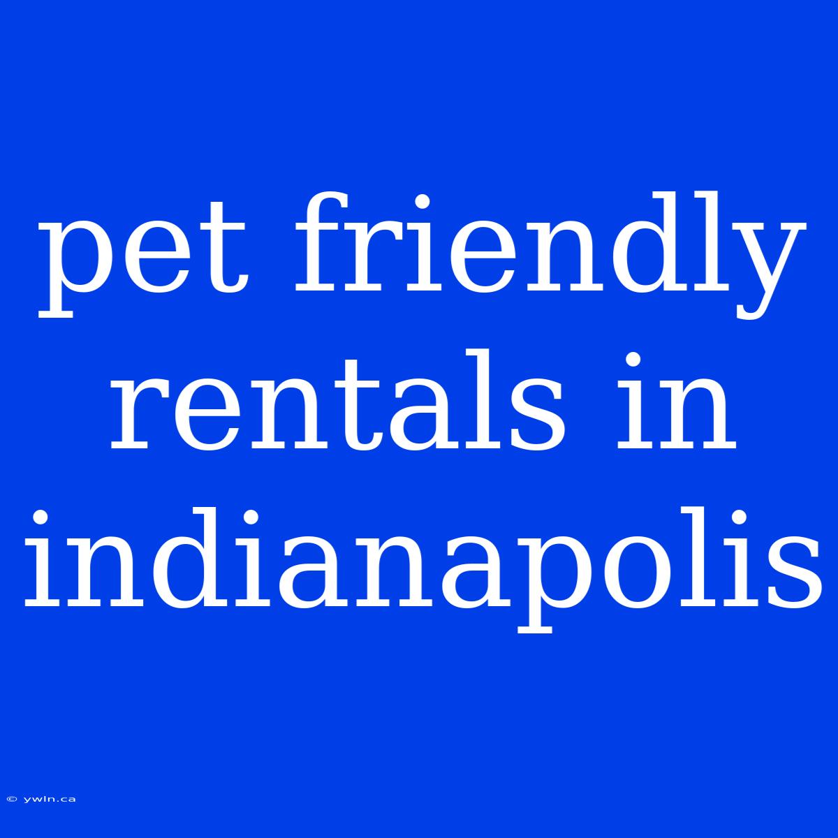 Pet Friendly Rentals In Indianapolis