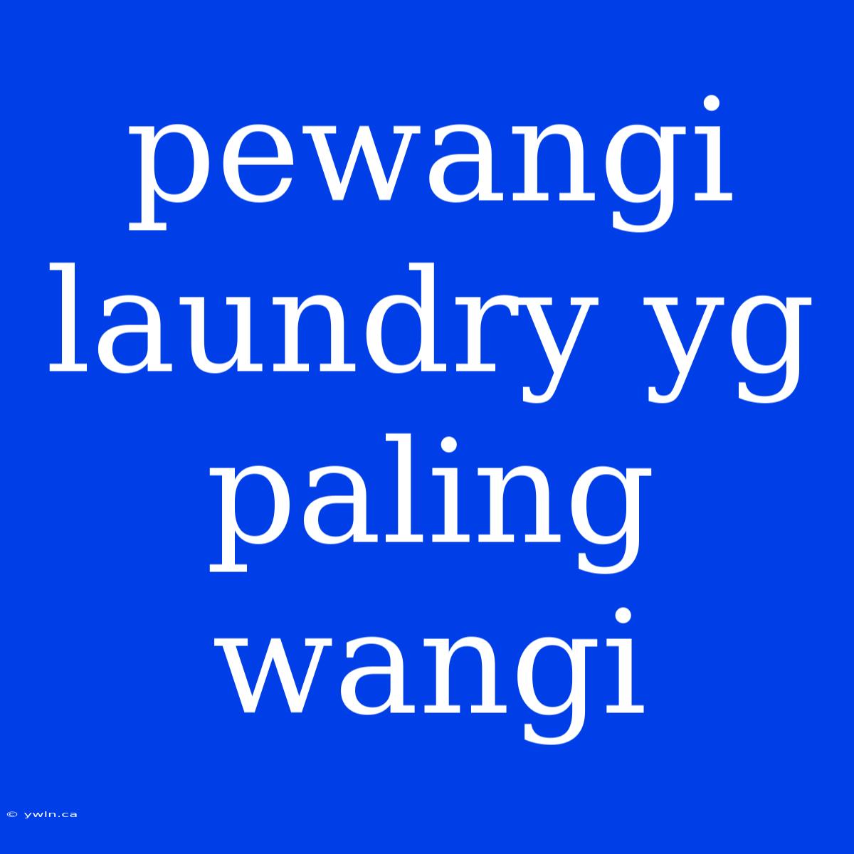 Pewangi Laundry Yg Paling Wangi