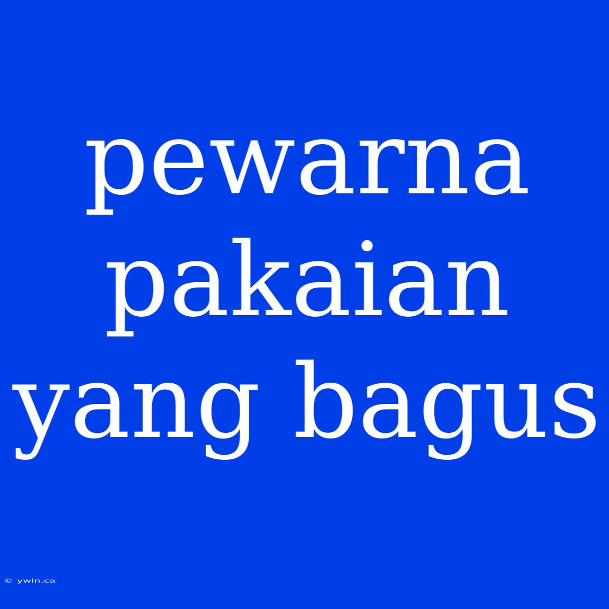 Pewarna Pakaian Yang Bagus