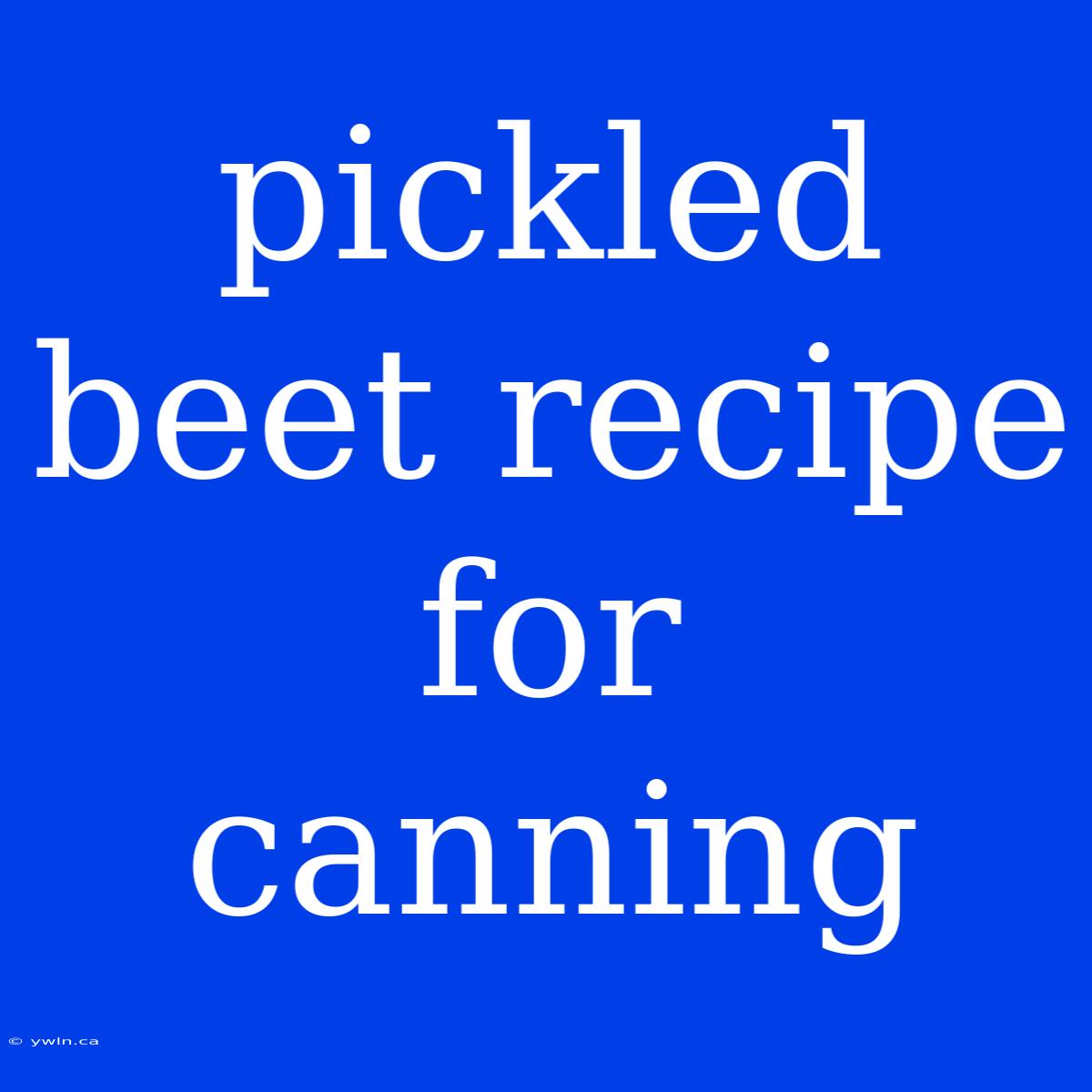 Pickled Beet Recipe For Canning