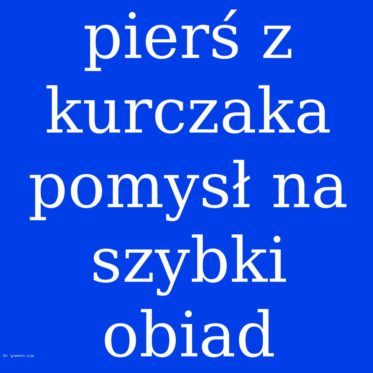 Pierś Z Kurczaka Pomysł Na Szybki Obiad