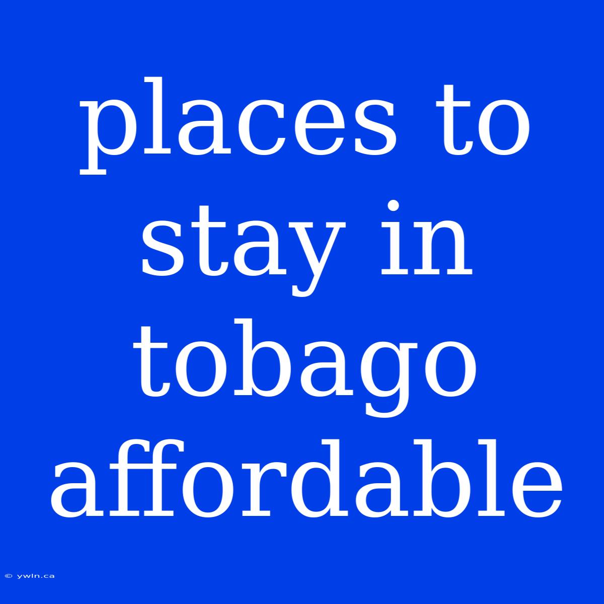 Places To Stay In Tobago Affordable