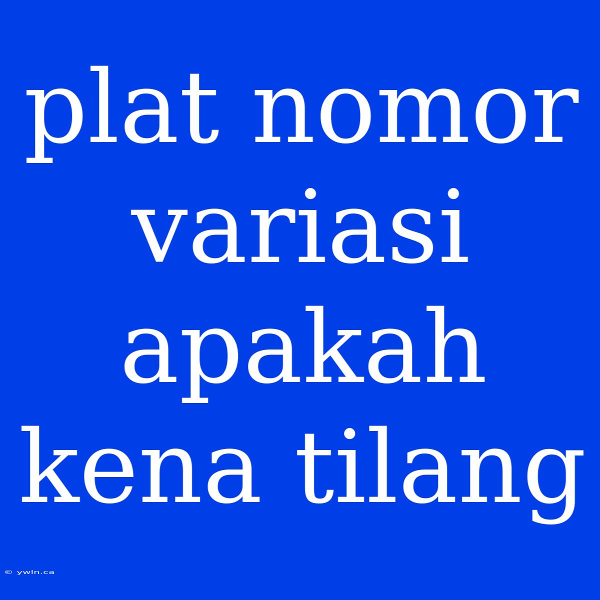 Plat Nomor Variasi Apakah Kena Tilang