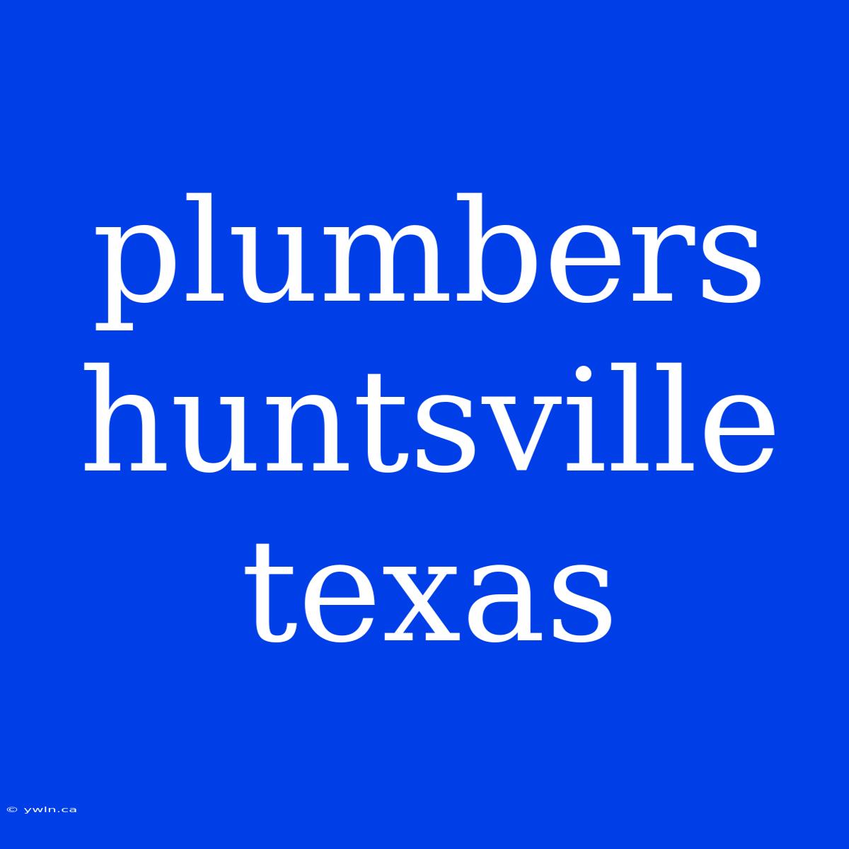 Plumbers Huntsville Texas