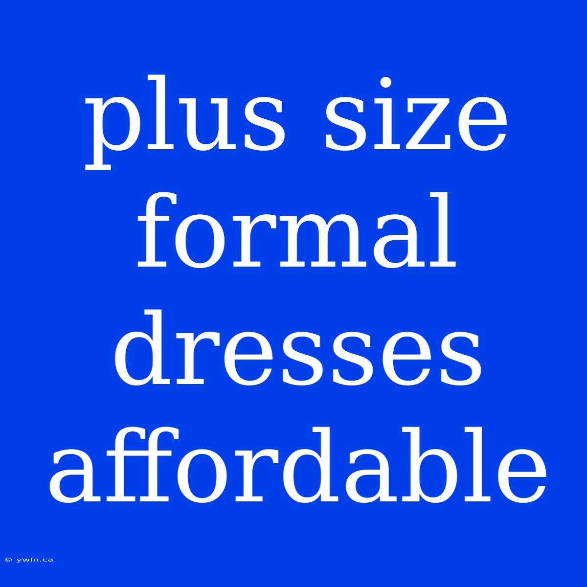 Plus Size Formal Dresses Affordable