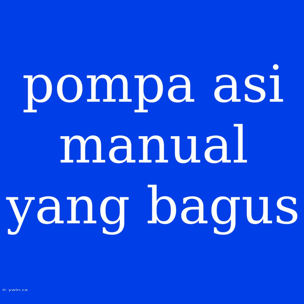 Pompa Asi Manual Yang Bagus