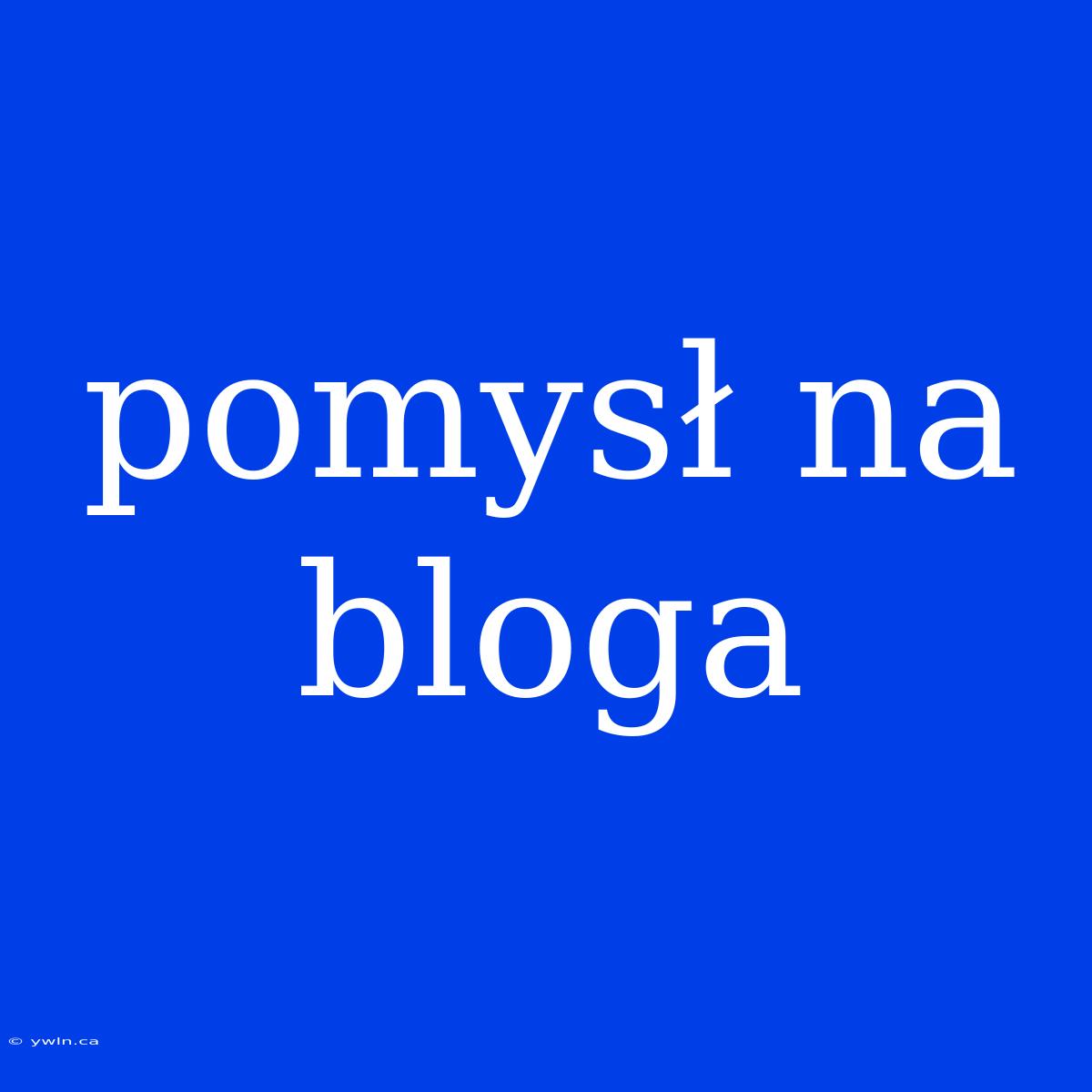 Pomysł Na Bloga