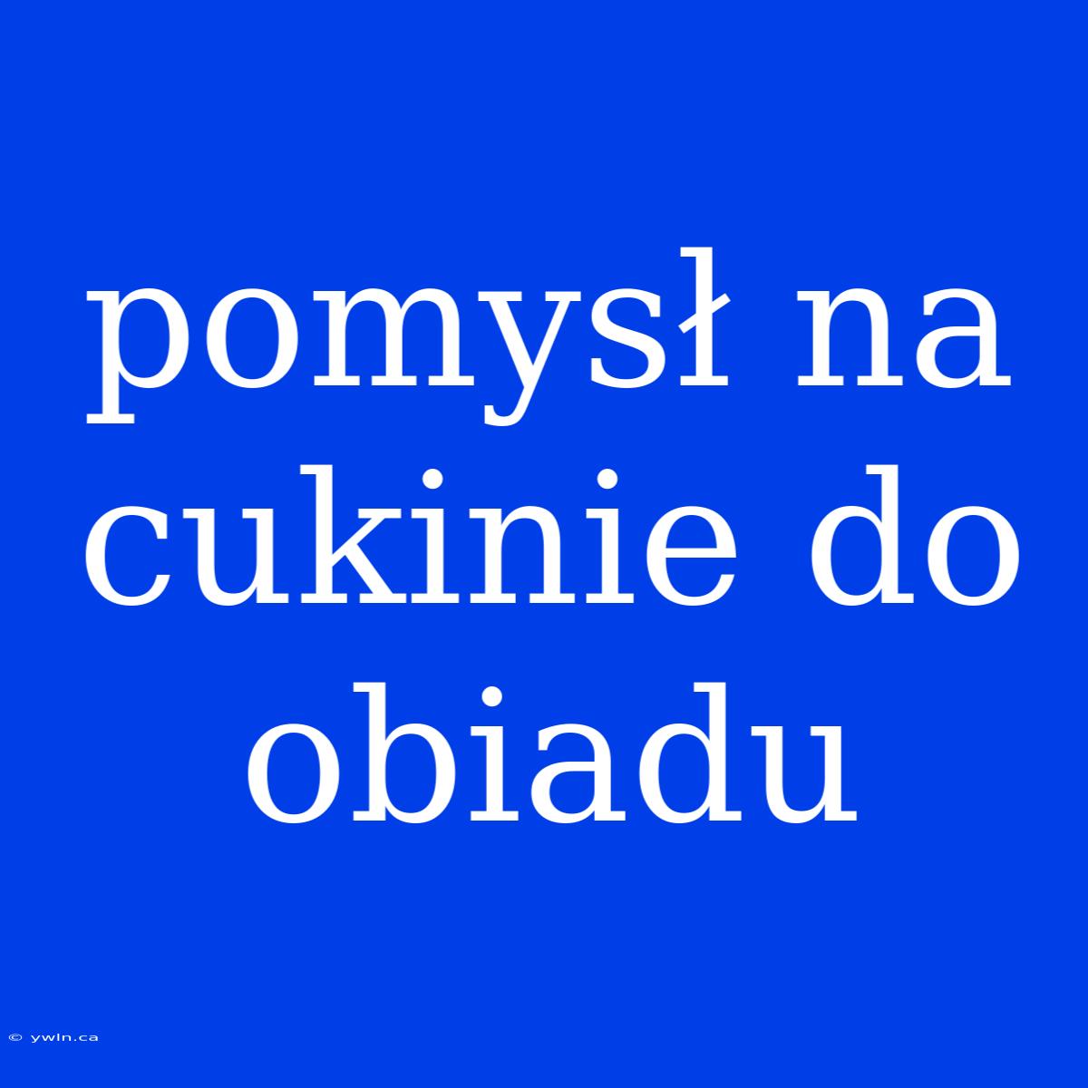 Pomysł Na Cukinie Do Obiadu