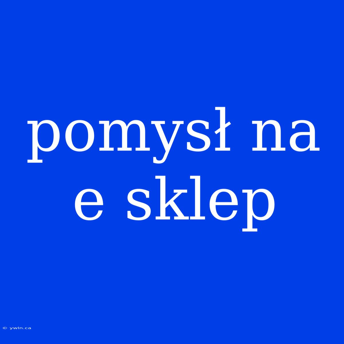 Pomysł Na E Sklep