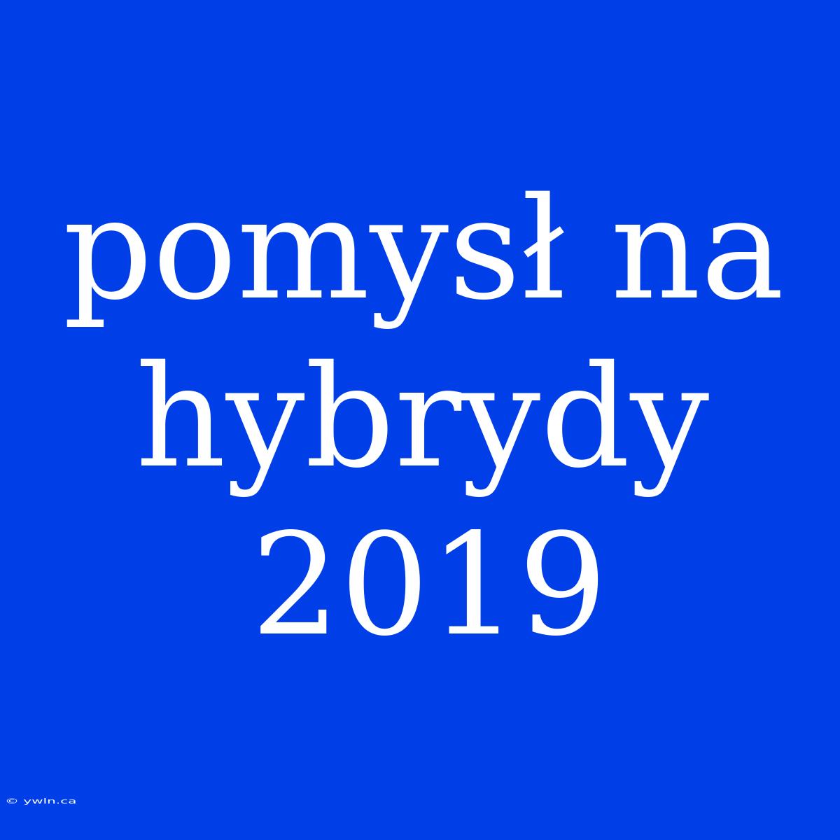 Pomysł Na Hybrydy 2019