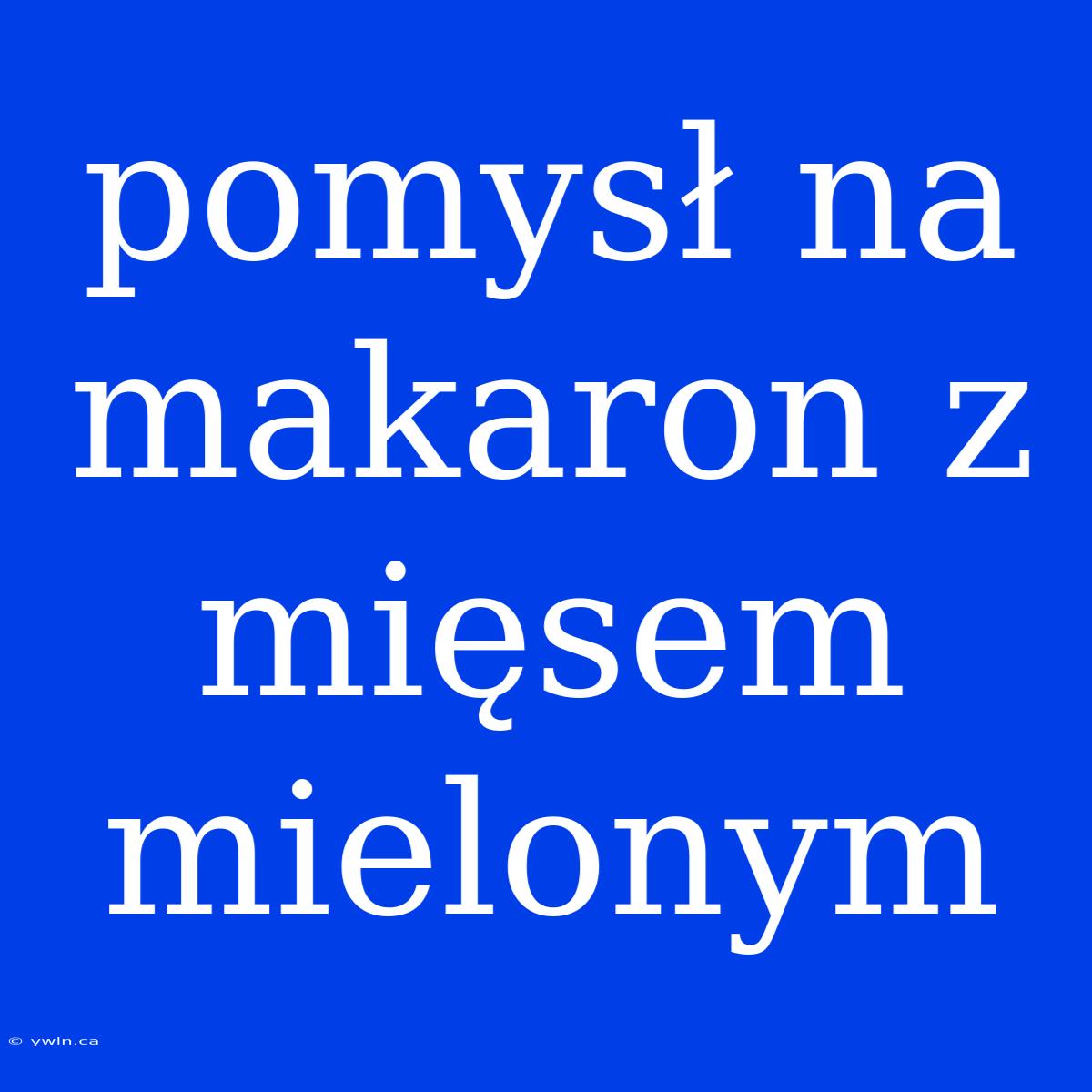 Pomysł Na Makaron Z Mięsem Mielonym