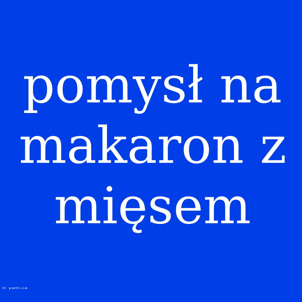 Pomysł Na Makaron Z Mięsem