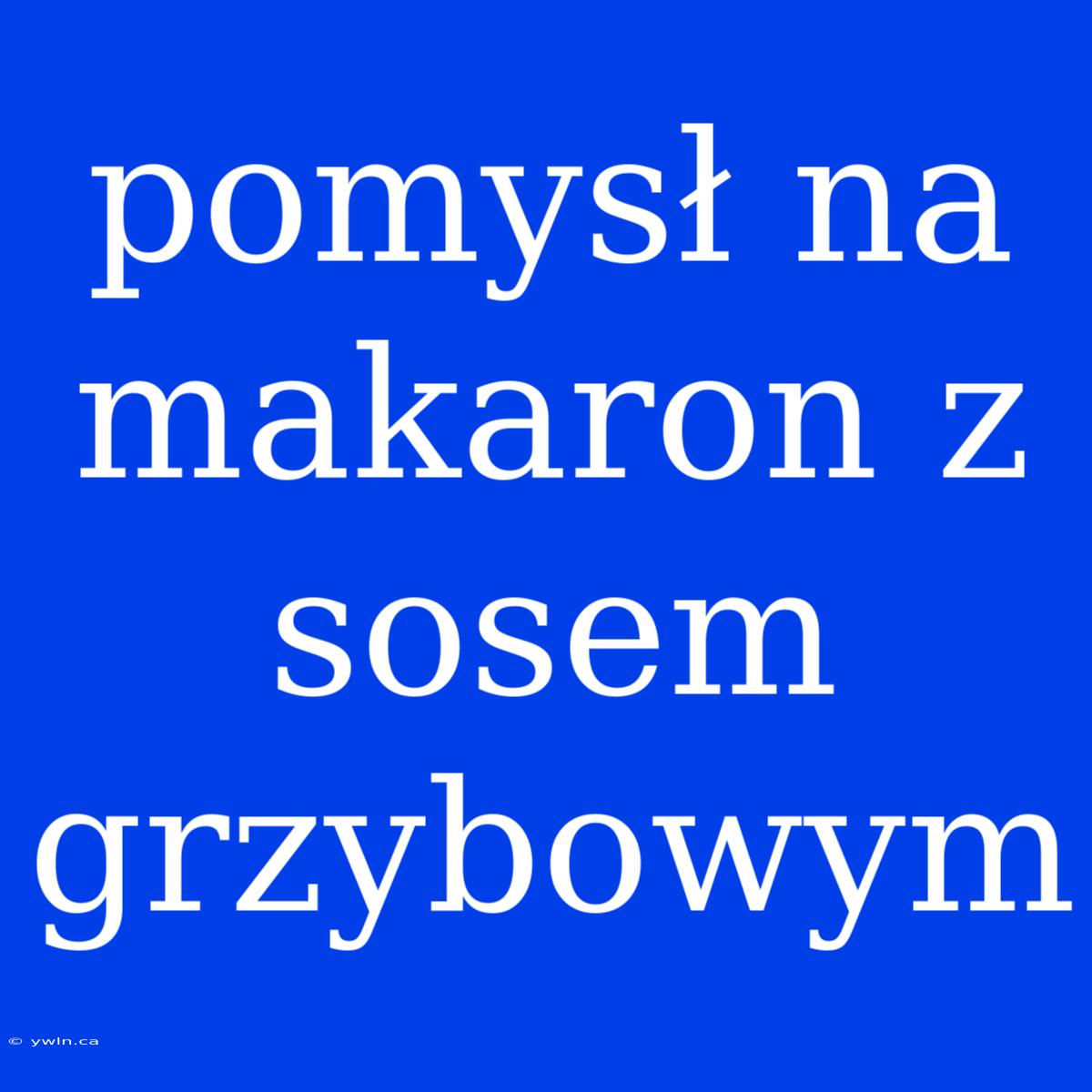 Pomysł Na Makaron Z Sosem Grzybowym