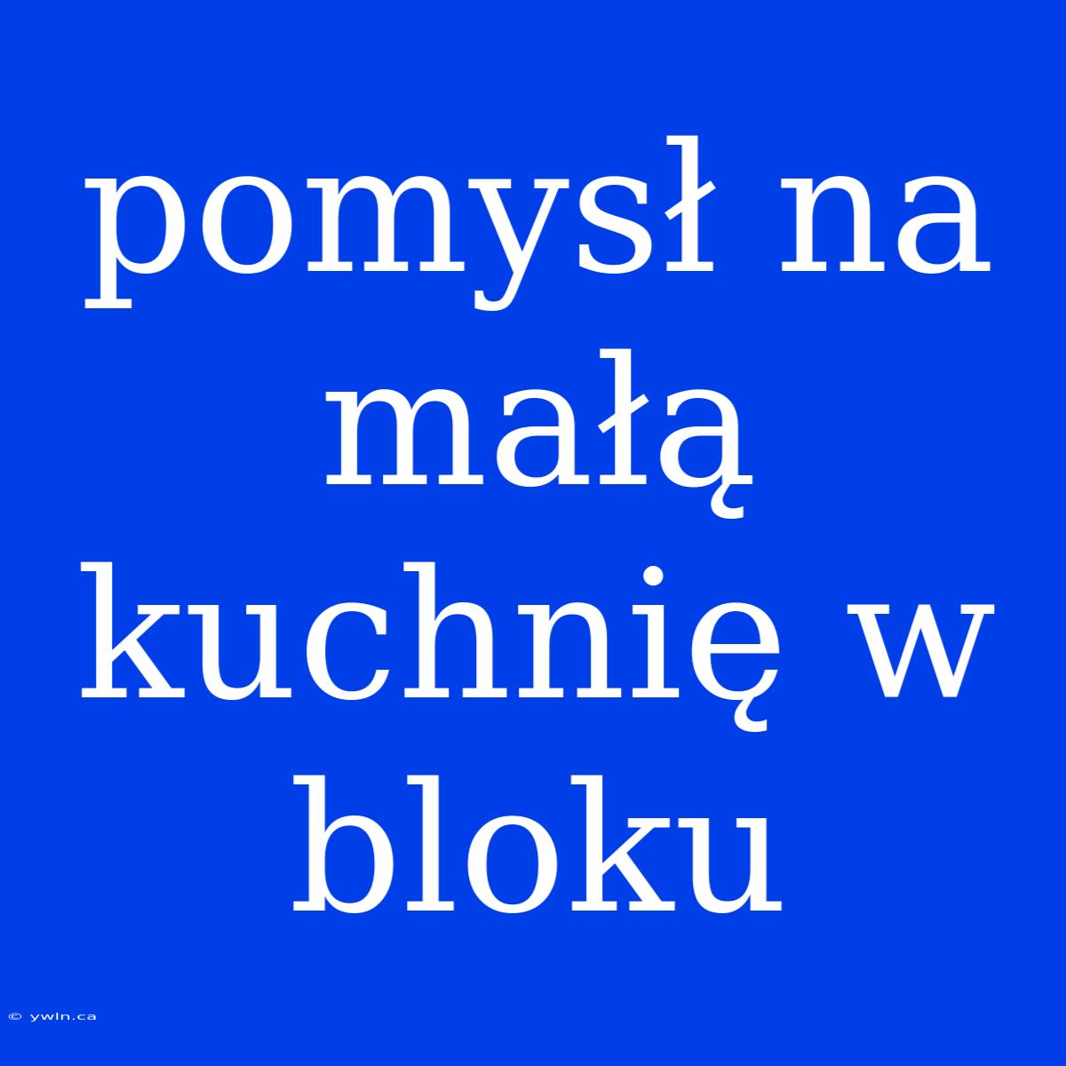 Pomysł Na Małą Kuchnię W Bloku