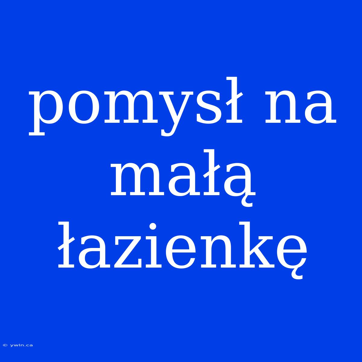 Pomysł Na Małą Łazienkę