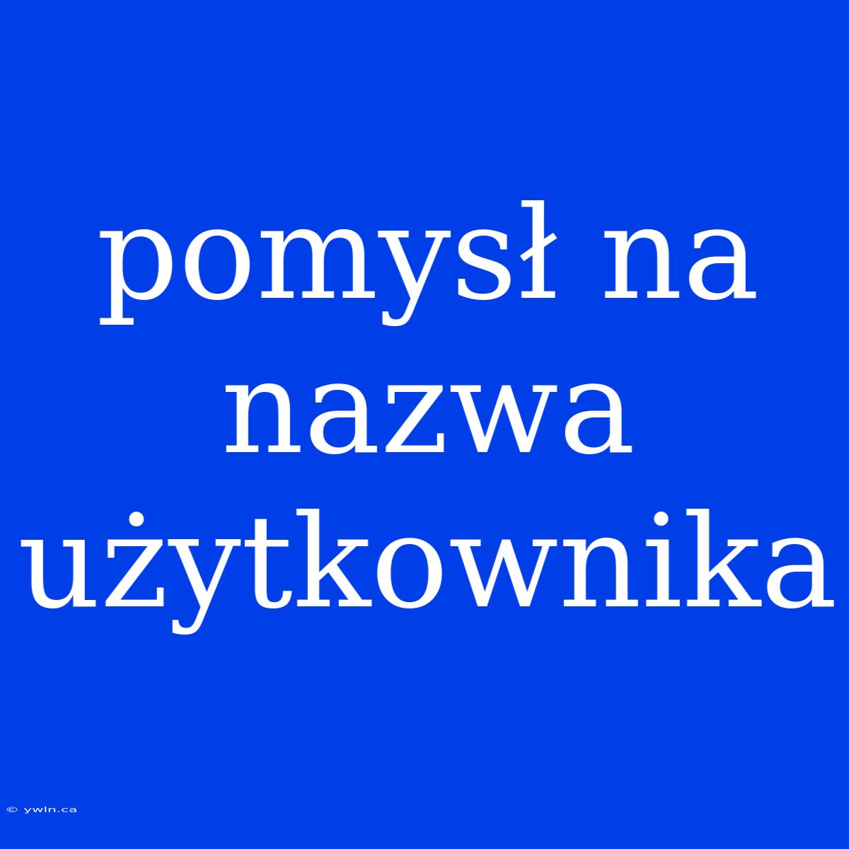 Pomysł Na Nazwa Użytkownika