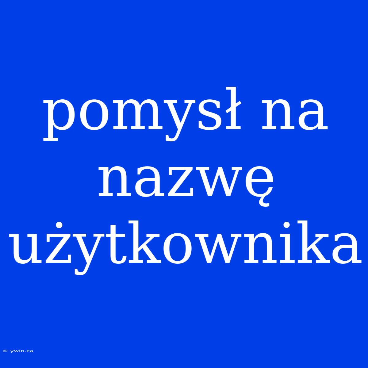 Pomysł Na Nazwę Użytkownika