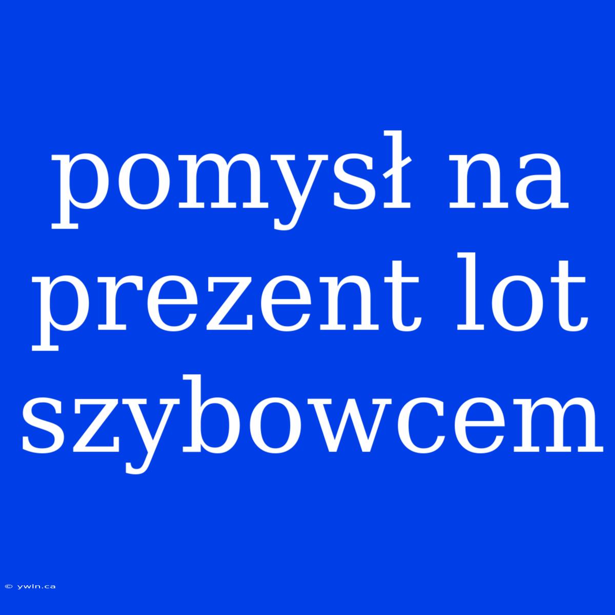 Pomysł Na Prezent Lot Szybowcem