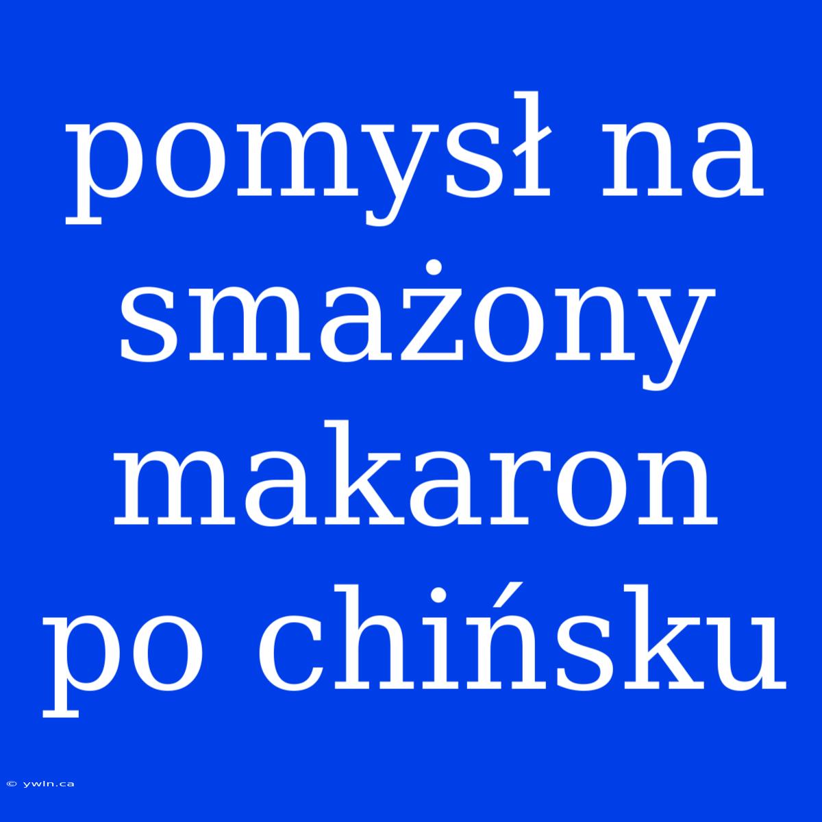 Pomysł Na Smażony Makaron Po Chińsku