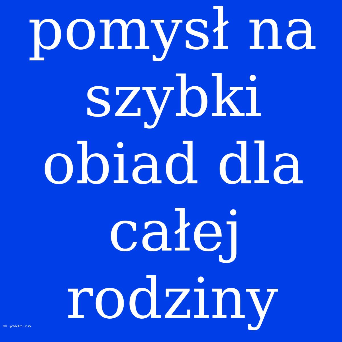 Pomysł Na Szybki Obiad Dla Całej Rodziny