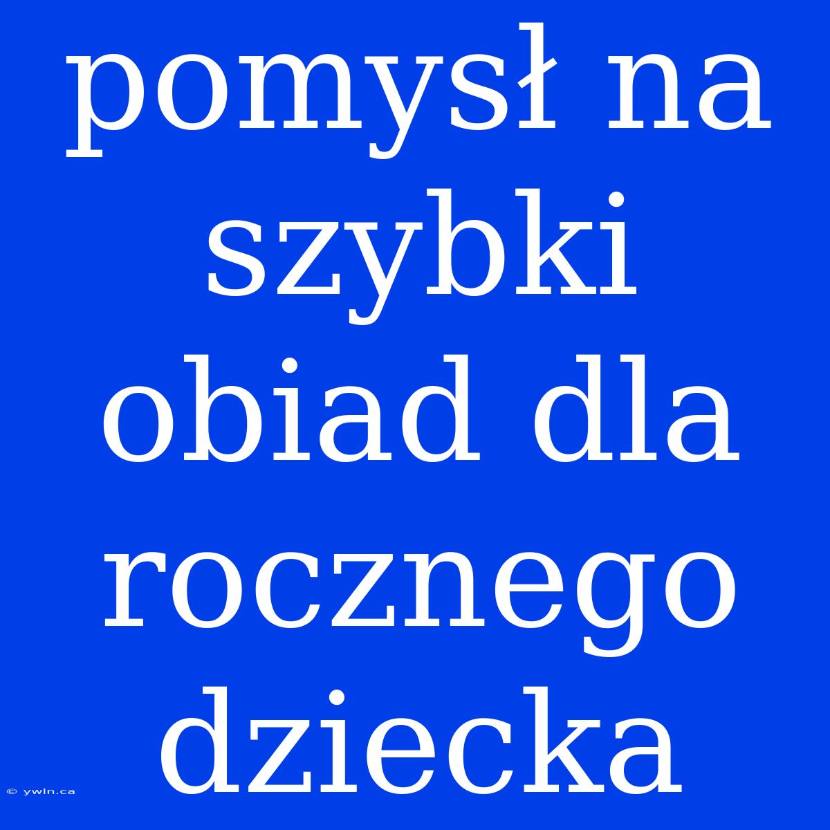 Pomysł Na Szybki Obiad Dla Rocznego Dziecka