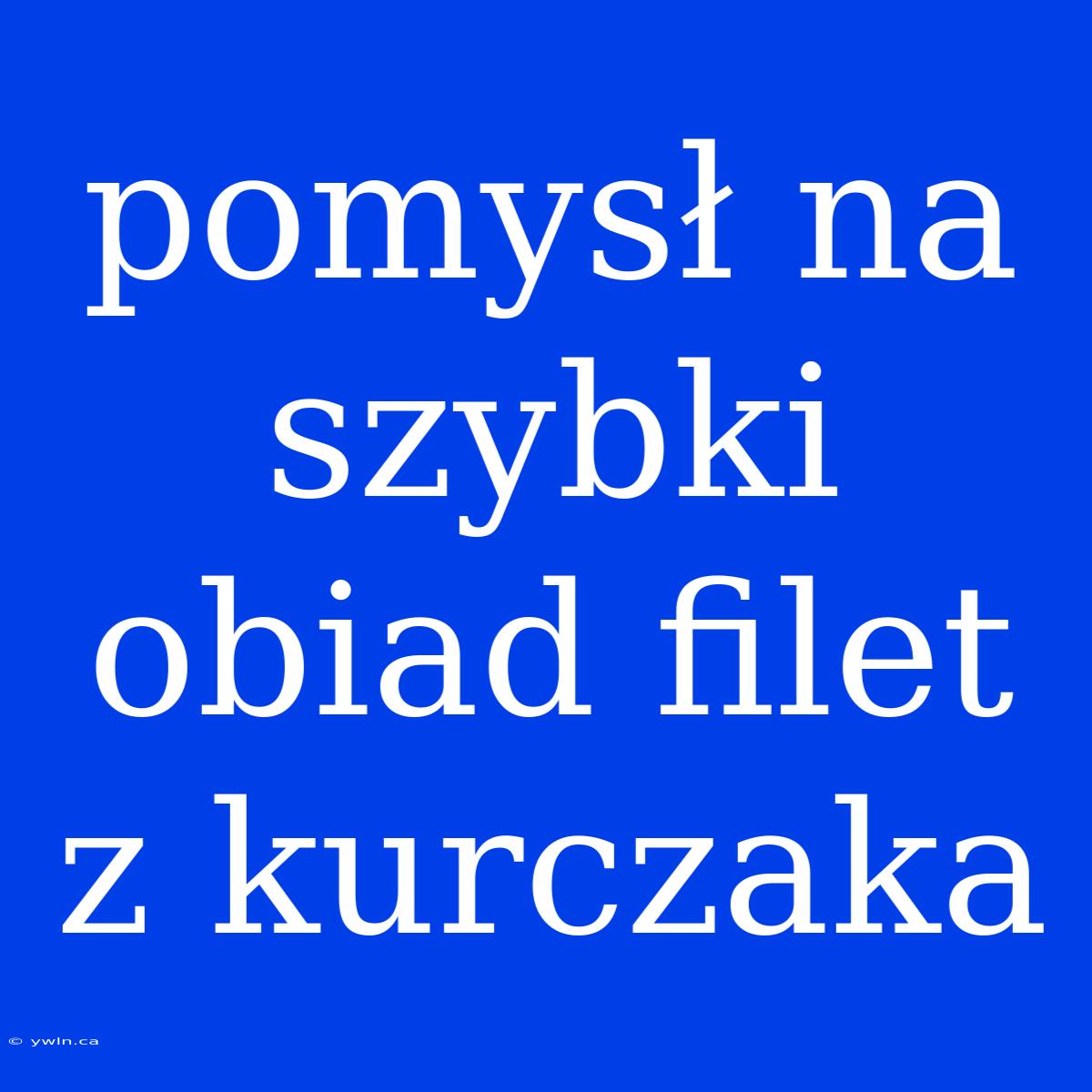 Pomysł Na Szybki Obiad Filet Z Kurczaka