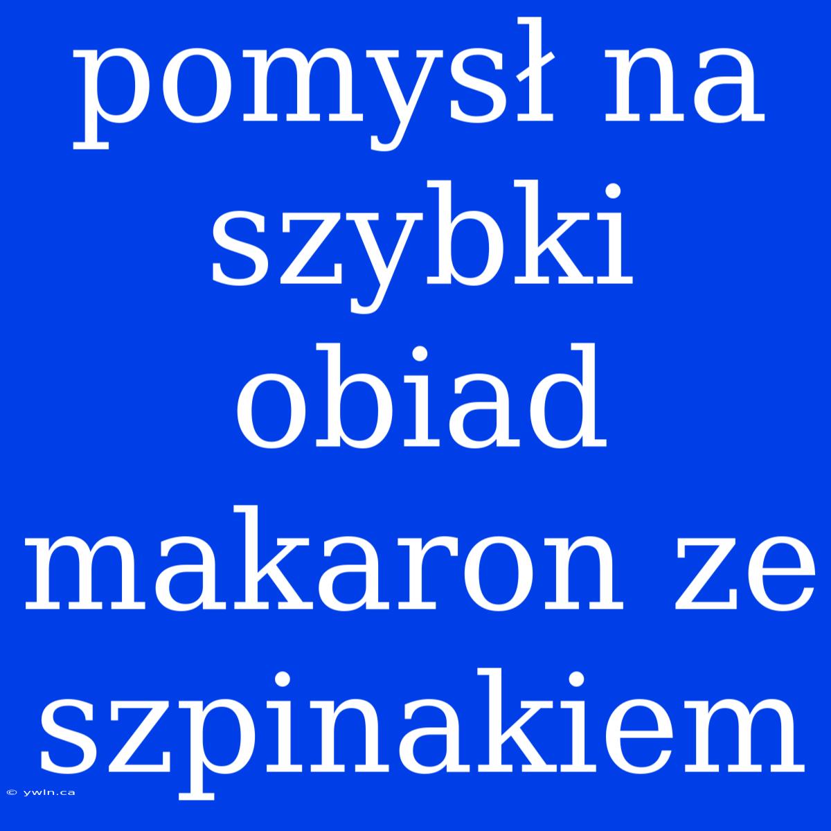 Pomysł Na Szybki Obiad Makaron Ze Szpinakiem