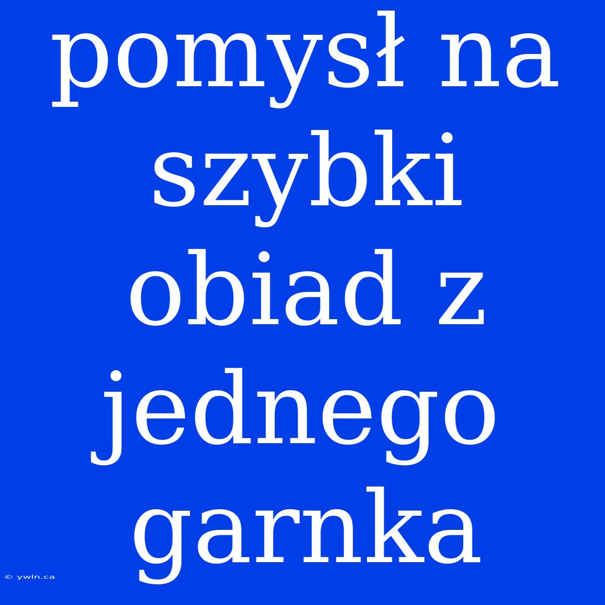 Pomysł Na Szybki Obiad Z Jednego Garnka